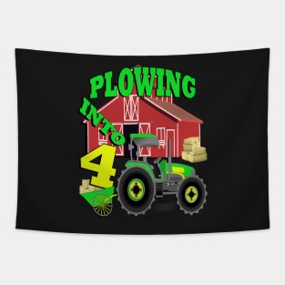 Birthday 4 Year Old Farming Themed Party, Cute Farm Fourth Birthday Gift Tapestry