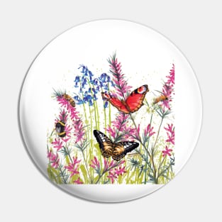 Wild meadow bathed in pink light Pin