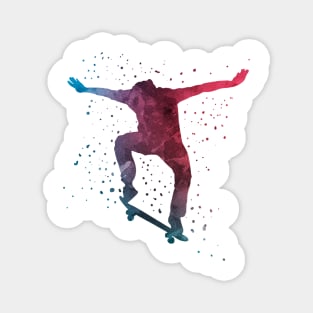 Water Colour Skater Ollie Cool Skateboarding Gift Magnet