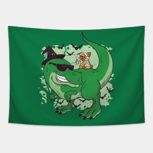 T-Rex and Pug, Trick or Treat Best Friends Tapestry