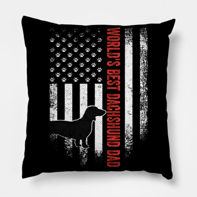 World's Best Dachshund Dad USA Flag Pillow by Xamgi