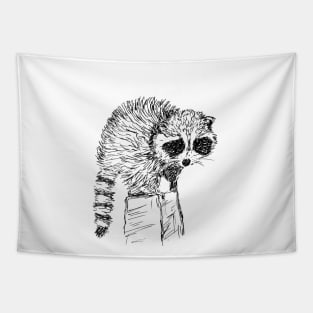 Raccoon Sketch Tapestry