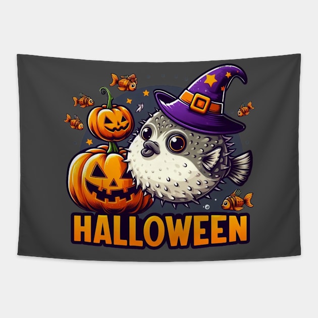 Puffer Fish Puffer Halloween Tapestry by BukovskyART