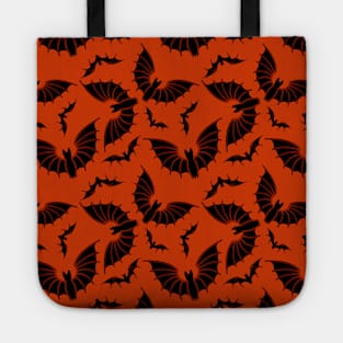 Halloween Bats on Orange Velvet Tote