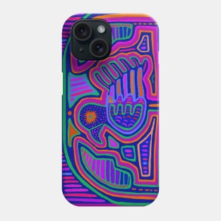 Pajaro in Maze - Panama Mola - Pink Violet Red Phone Case