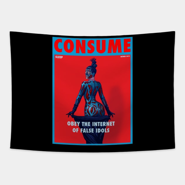 THE QUEEN OF MATERIALISM - THEY LIVE Tapestry by HalHefner