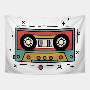 Retro Audio Cassette Tape Illustration Tapestry