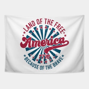 America Land Of The Free Because Of The Brave Retro Tapestry