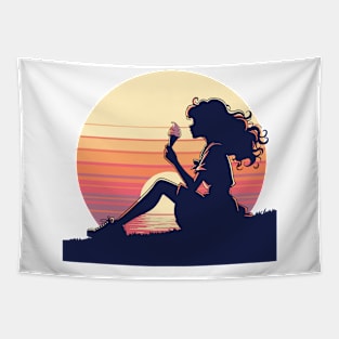 Sunset Dreams Ice Cream - Silhouette Art Tapestry