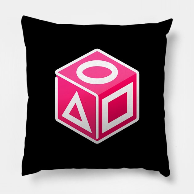 SQUID GAME - MINIMALIST ISOMETRIC CUBE DESIGN Pillow by kooldsignsflix@gmail.com