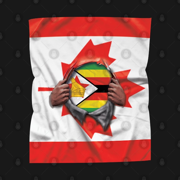 Zimbabwe Flag Canadian Flag Ripped - Gift for Zimbabwean From Zimbabwe by Country Flags