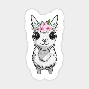 Floral Crown Llama Pink Flowers Magnet