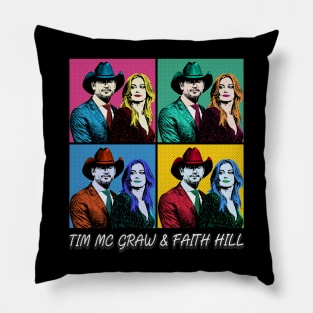 Tim McGraw & Faith Hill 80s Pop Art Style Pillow