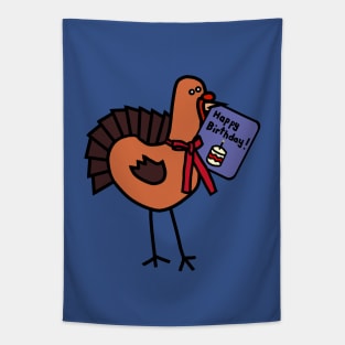 Cute Thanksgiving Turkey with Birthday Greetings Tapestry