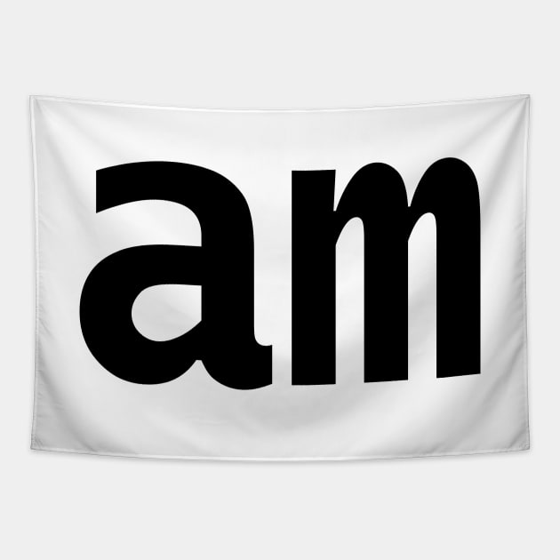 The word Am in Black Text Tapestry by ellenhenryart