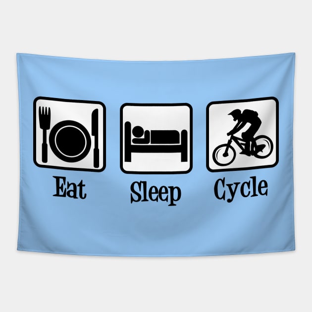 Eat Sleep Cycle Tapestry by epiclovedesigns