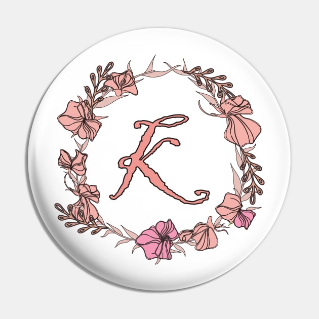 Letter K Rose Pink Initial Monogram - Letter k Pin by Tilila