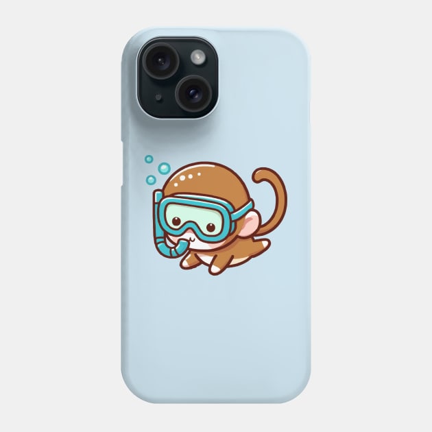 Cute monkey Snorkeling Phone Case by fikriamrullah