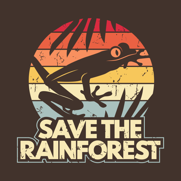 Save The Rainforest - Retro Sunset Tree Frog by bangtees