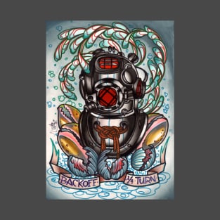 diver's helmet, deep sea diving old school tattoo art T-Shirt