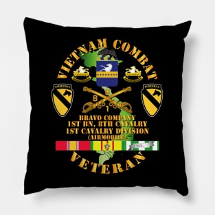 Vietnam Combat Cavalry Veteran w Bravo - 1st Bn 8th Cav COA - 1st Cav Div SSI Pillow