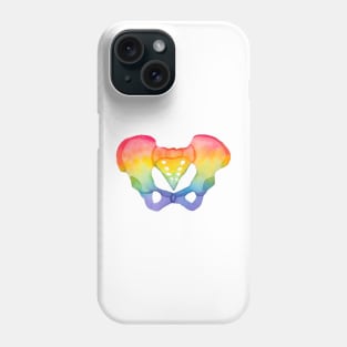 Rainbow Watercolor Pelvis (white) Phone Case