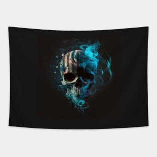 American Flag and Skull Art Tapestry