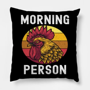 Graphic Rooster Morning Person Animal Retro Rise And Shine Pillow