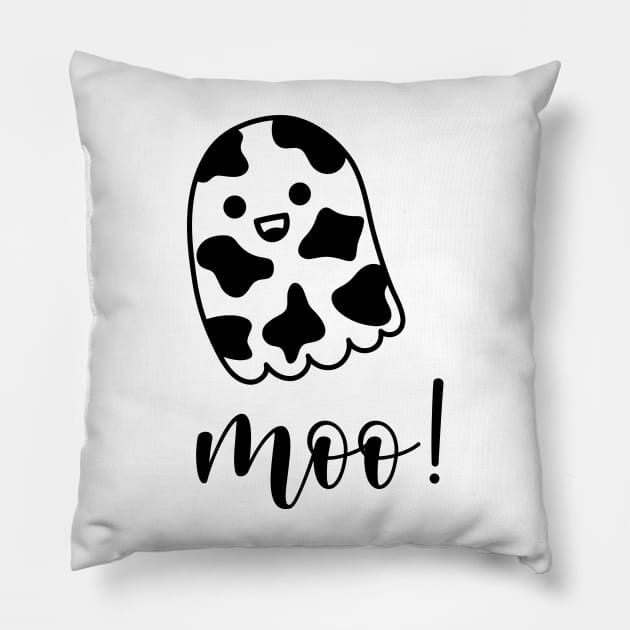 Ghost Cow, Moo I mean Boo Halloween Pillow by styleandlife