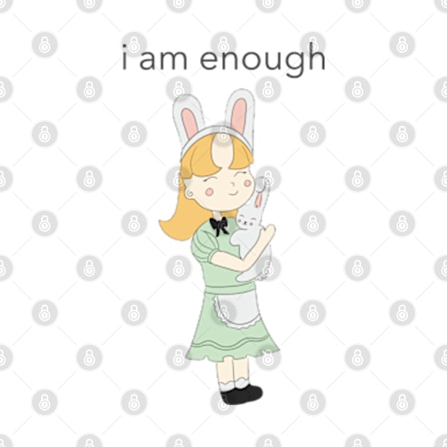 Cute Girl with Bunny Inspirational Affirmation by WBArtwork