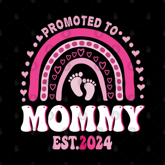 Promoted To Mommy Est. 2024 Groovy Mama New Mom boho rainbow by NIKA13