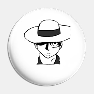 Luffy black and white Pin