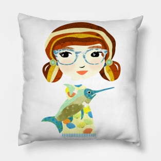 Girl with Swordfish/Polly & Prank Pillow