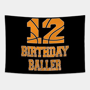 12th Birthday Baller Boy 12 Years Old Basketball Theme Party product Tapestry