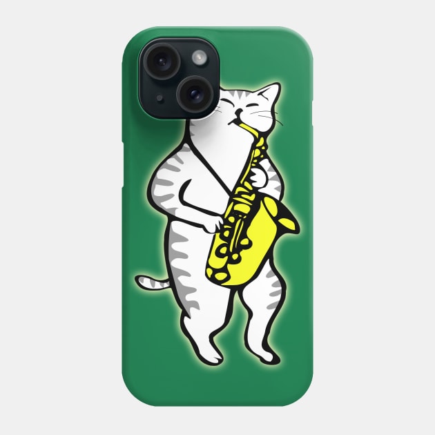 Cat Playing Saxophone Phone Case by DonnaPeaches