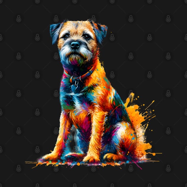 Expressive Border Terrier in Bright Splash Art Style by ArtRUs