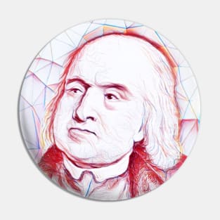Jeremy Bentham Portrait | Jeremy Bentham Artwork | Line Art Pin