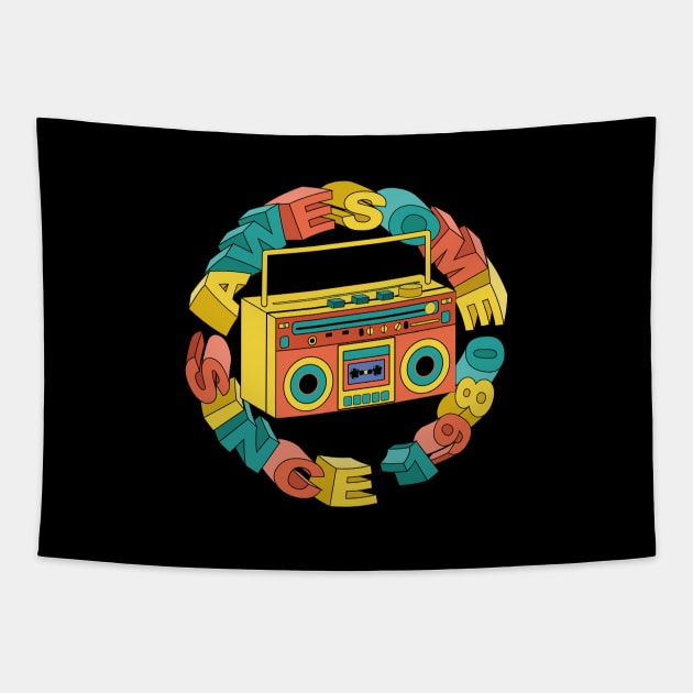 Awesome Since 1980 - Tape Recorder Tapestry by Designoholic