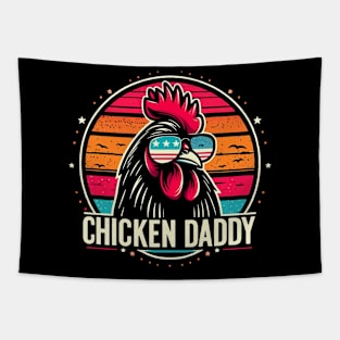 Vintage Chicken Daddy sunglasses usa flag : Funny Poultry Farmer Mens Fathers Day gift for dad Tapestry