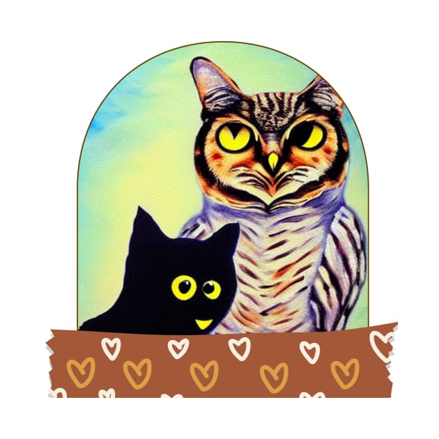 A Cat and An Owl Funny Pet Owner Lovely Designs by Trendy-Now