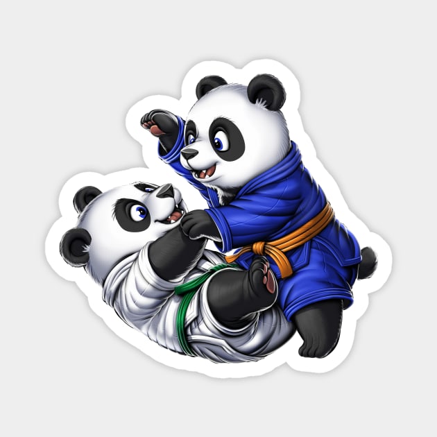 Panda Bears Jiu-Jitsu Magnet by underheaven