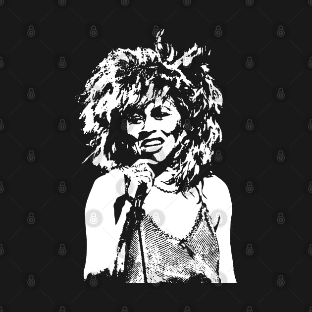 Tina Turner White Stencil by AlbertaMyersBeauty