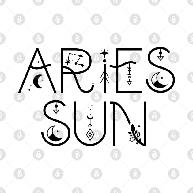 Aries sun sign celestial typography by lilacleopardco