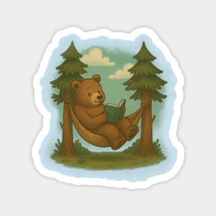 Reading Bear in a Hammock Magnet