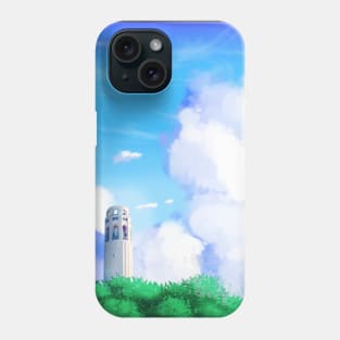 SF Coit Tower Scenery - Calming Anime Background Scene Phone Case