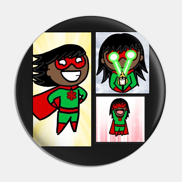 Christmas Superhero Pin by dogbone42