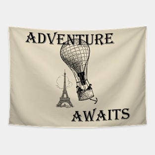 Lispe Hot Air Balloon with Eiffel Tower Adventure Awaits Tapestry