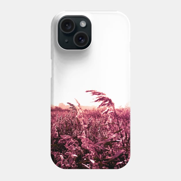 Fishbourne Reeds with red film effect - a windy day on the coast near Chichester, Sussex, UK Phone Case by AtlasMirabilis