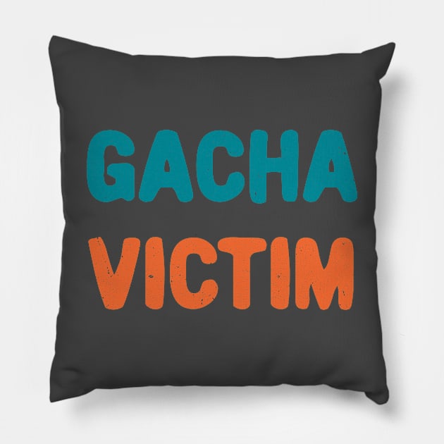 Gacha victim game typography Pillow by Oricca