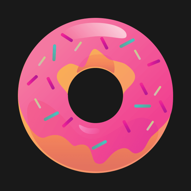 Sweet Pink Donut Pastry with Sprinkles by InkyArt